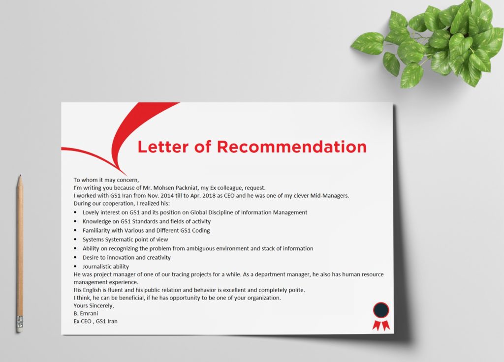 Recommendation letter - Mohsen Pakniat